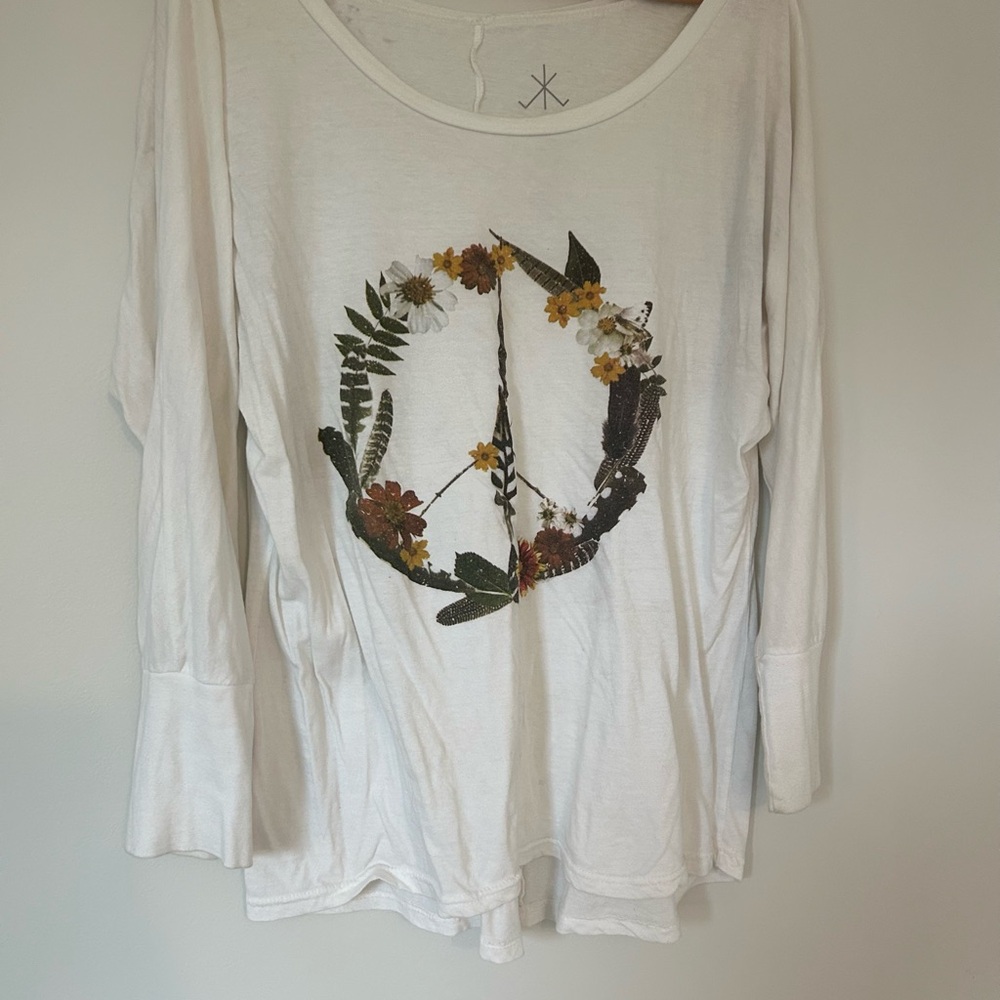 Floral Peace Sign White Top